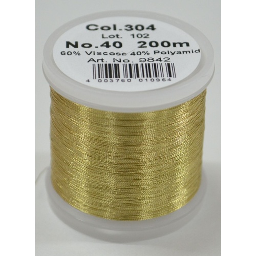 Madeira Metallic 40, Machine Embroidery Thread, 200m GOLD NUGGET, Colour 304