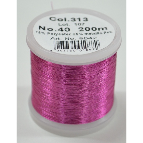 Madeira Metallic 40, Machine Embroidery Thread, 200m ROSE QUARTZ, Colour 313