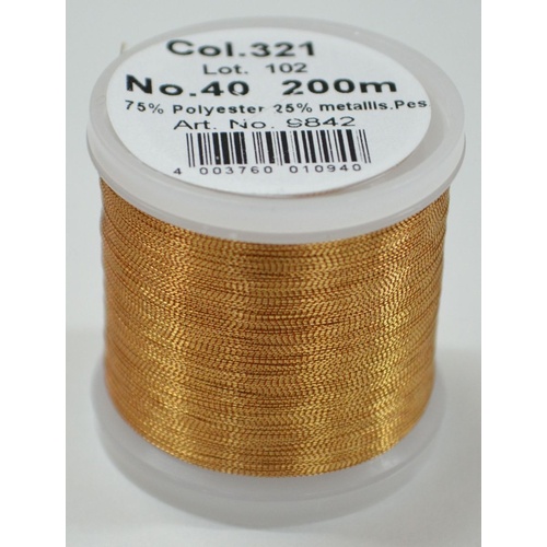 Madeira Metallic 40, Machine Embroidery Thread, 200m ROSE GOLD, Colour 321