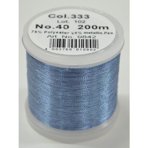 Madeira Metallic 40, #333 AQUAMARINE, Machine Embroidery Thread, 200m