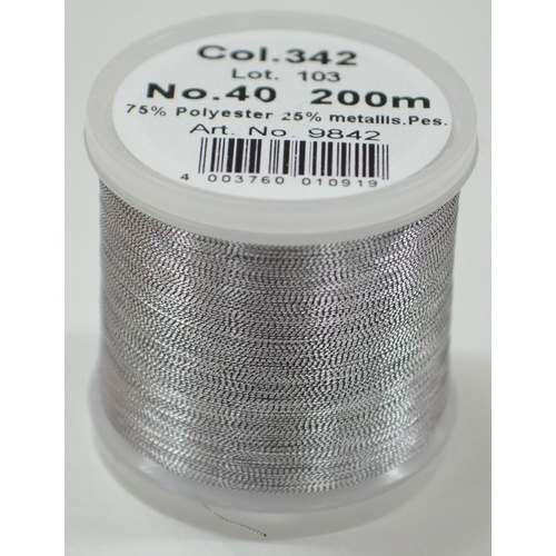 Madeira Metallic 40 #342 Antique Silver 200m Machine Embroidery Thread