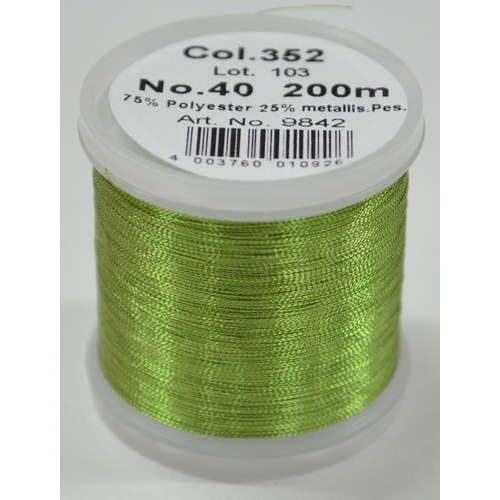 Madeira Metallic 40, Machine Embroidery Thread, 200m MALACHITE, Colour 352