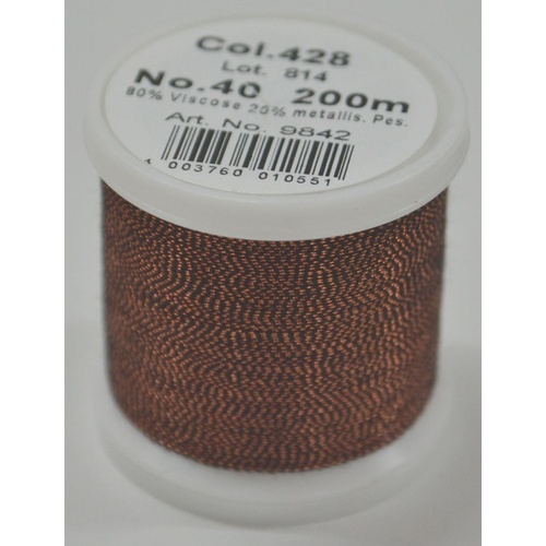Madeira Metallic 40, 200m Machine Embroidery Thread, GARNET, Colour 439