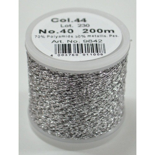 Madeira Metallic 40 #44 Titanium 200m Machine Embroidery Thread