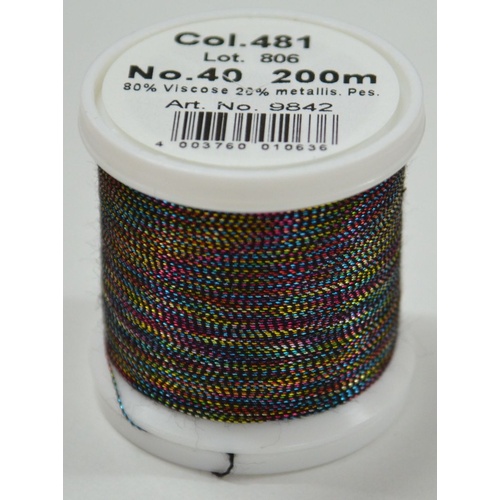 Madeira Metallic 40, 200m Machine Embroidery Thread, PEACOCK, Colour 481