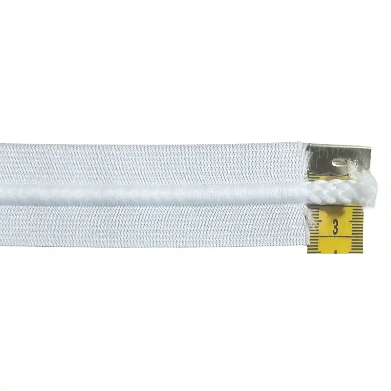 Draw Cord Elastic 32mm White/White Cord, PER METRE, Quality Corded Elastic