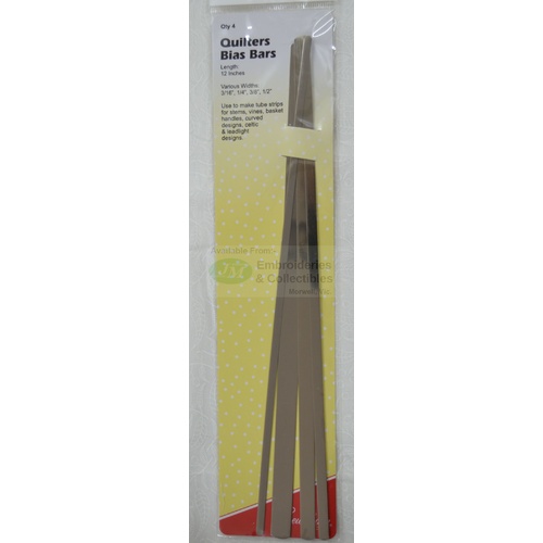 Sew Easy Quilters Bias Bars 12 Inch, Various Widths (3/16", 1/4", 3/8", 1/2") Metal