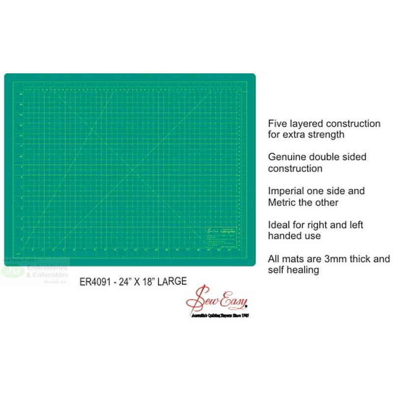Sew Easy Double Sided Cutting Mat, Large 24" x 18", 3mm Thick Self Healing