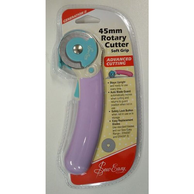 Sew Easy 45mm Rotary Cutter, Lilac, Latest Model, Soft Grip Advanced Cutting