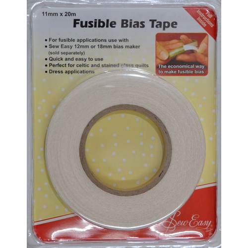 Sew Easy Fusible Bias Tape, 11mm x 20m, Instructions Included