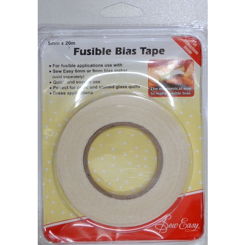 Sew Easy Fusible Bias Tape, 5mm x 20m, Instructions Included