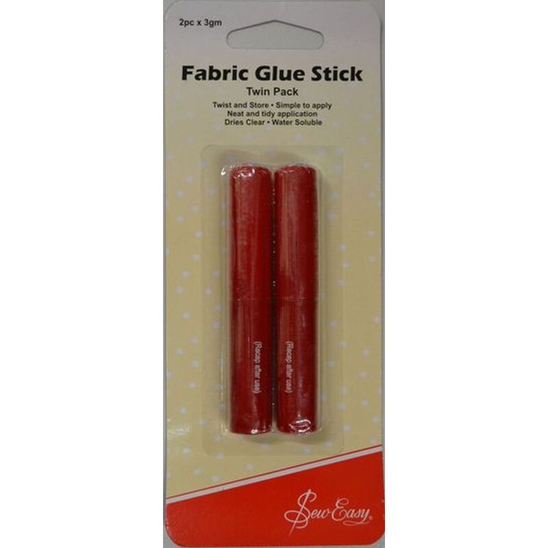 Sew Easy Fabric Glue Sticks, 2pc x 3gram, Twist & Store, Dries Clear Neat & Tidy