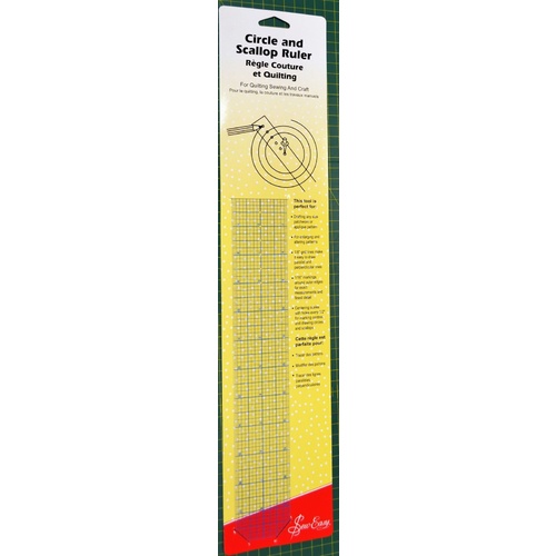 Sew Easy Circle & Scallop Ruler, 18" x 2", Flexible Plastic For Quilting, Sewing and Crafts
