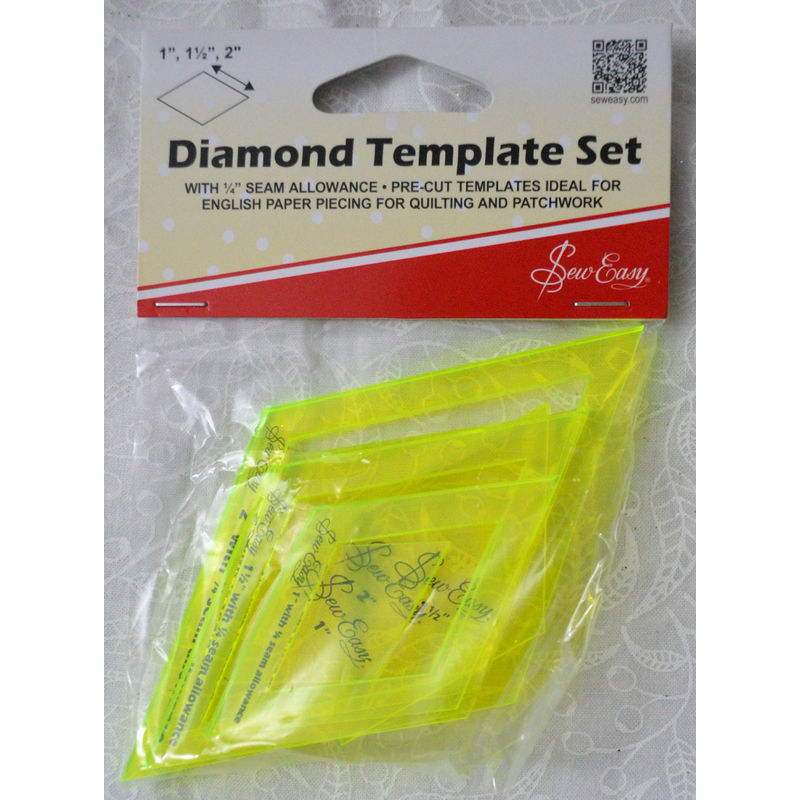 Sew Easy Diamond Template Set, 1", 1 1/2", 2" Inner & Outer, 6 Piece Set