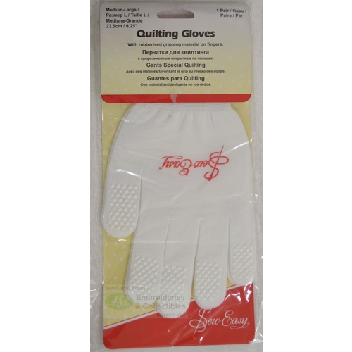 Sew Easy Quilting Gloves With Rubberised Gripping Fingers, 1 Pair Medium-Large