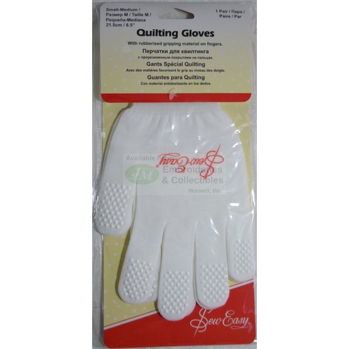 Sew Easy Quilting Gloves With Rubberised Gripping Fingers, 1 Pair Small-Medium