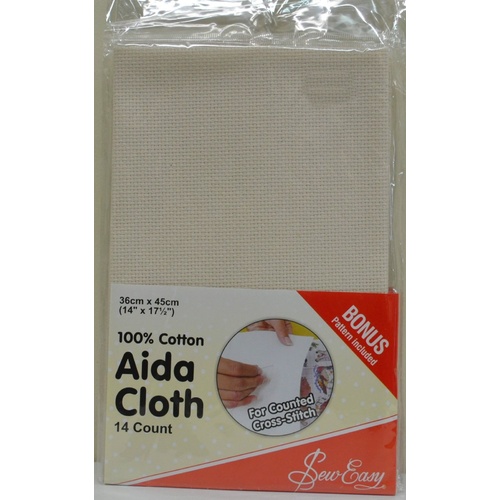 Sew Easy Aida Cloth 36cm x 45cm (14" x 17 1/2") 14 Count, Bonus Pattern Included
