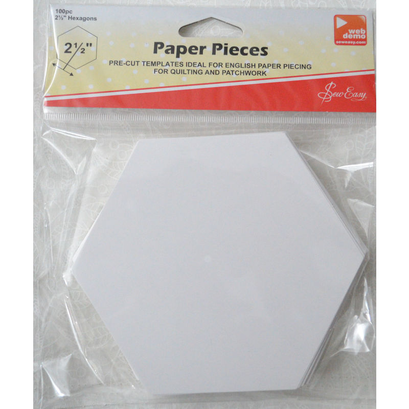 Sew Easy Paper Hexagon Pieces 2.5", Packet of 100