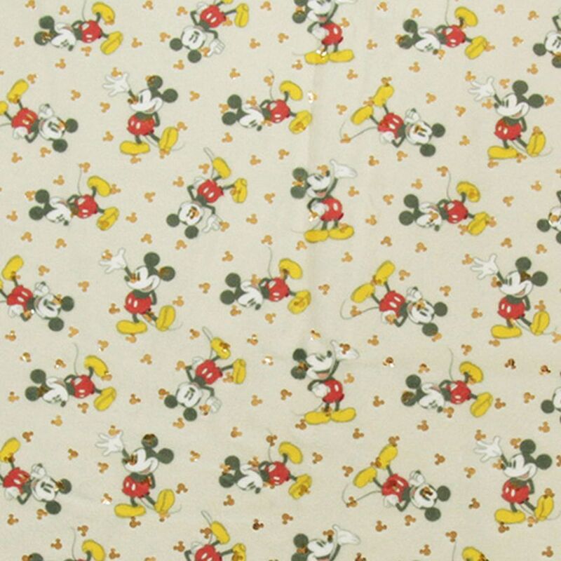 Minky Metallic Disney's Mickey Beige 100% Polyester Fabric, 148cm wide FAB.MM05