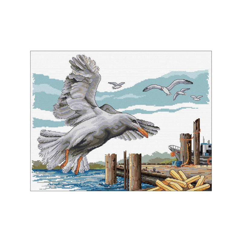 Country Threads Seagull's Take-Away Cross Stitch Kit 34 x 44cm 14ct Aida #FJ-1089