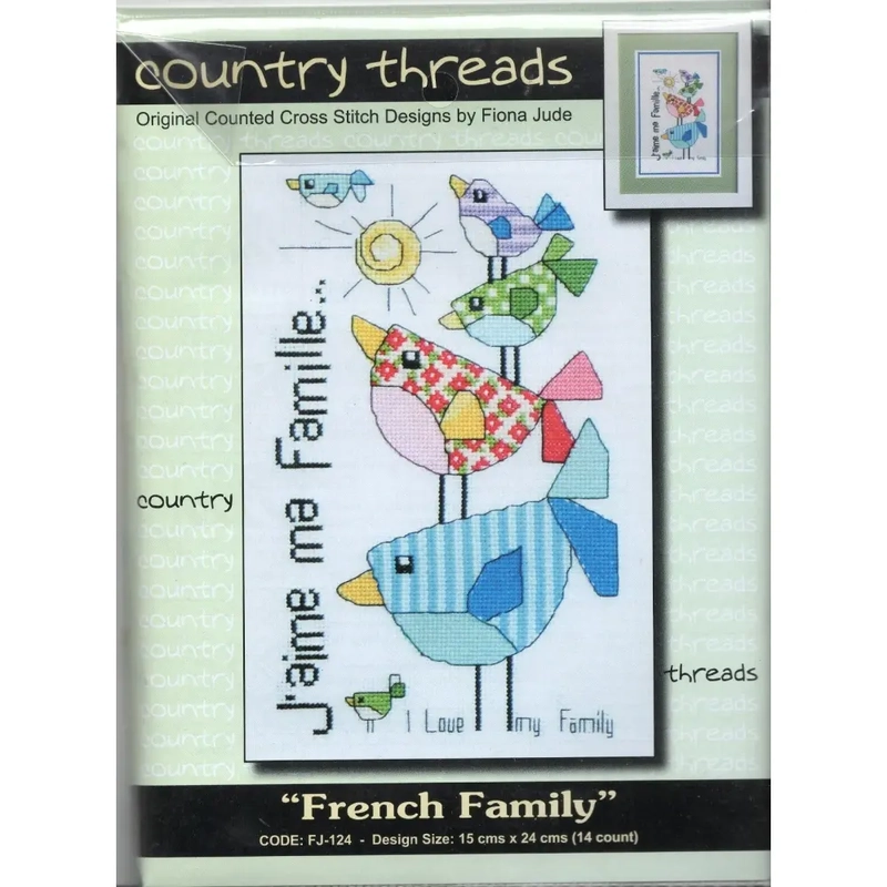 Country Threads FRENCH FAMILY Cross Stitch Kit 15 x 24cm 16ct Aida #FJ-124