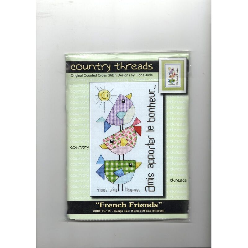 Country Threads FRENCH FRIENDS Counted Cross Stitch Kit 15 x 24cm 16ct Aida #FJ-125