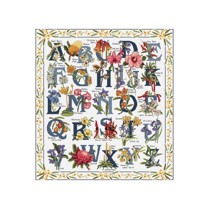 Country Threads AUSTRALIAN WILDFLOWERS SAMPLER Cross Stitch Kit 51x56cm, FJ-2015