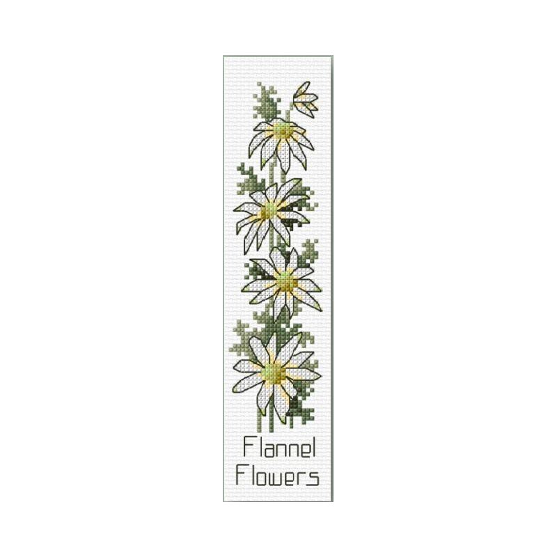 Country Threads FLANNEL FLOWERS Bookmark Counted Cross Stitch Kit 4cm x 20cm