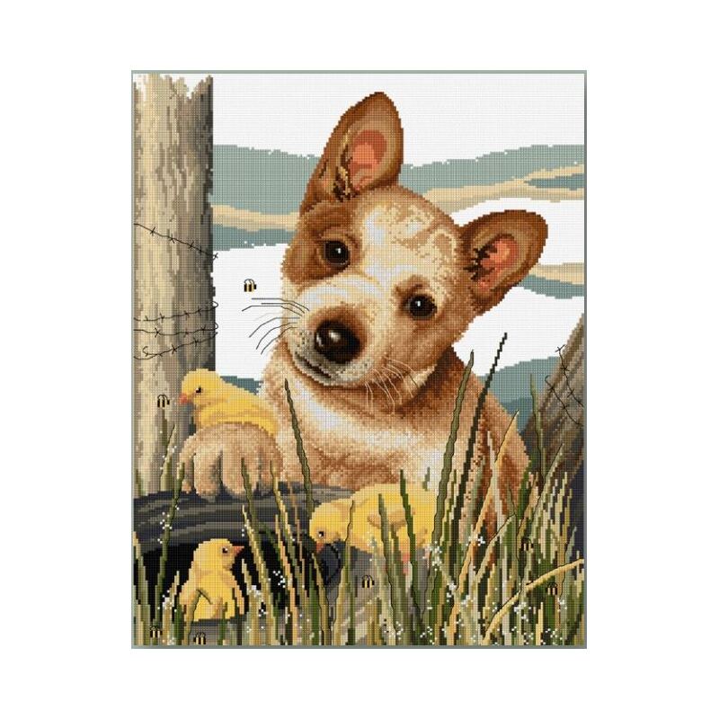 Country Threads LITTLE RED CATTLE DOG Counted Cross Stitch Kit 34x44cm FJ.1092