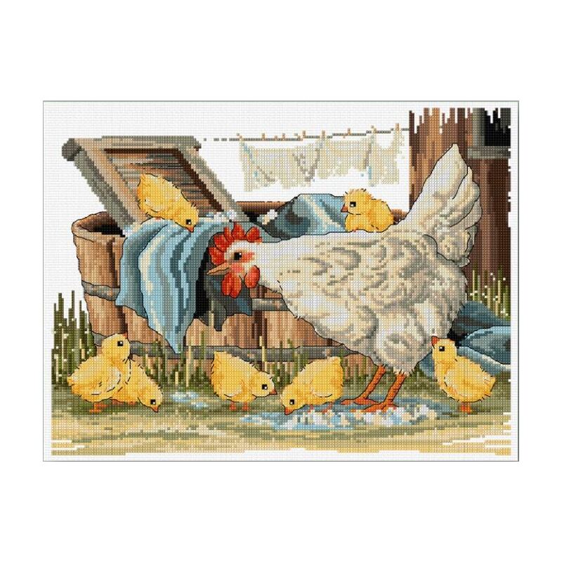 Country Threads WASH-TUB CHICKS Counted Cross Stitch Kit 26x34cm FJ.1094