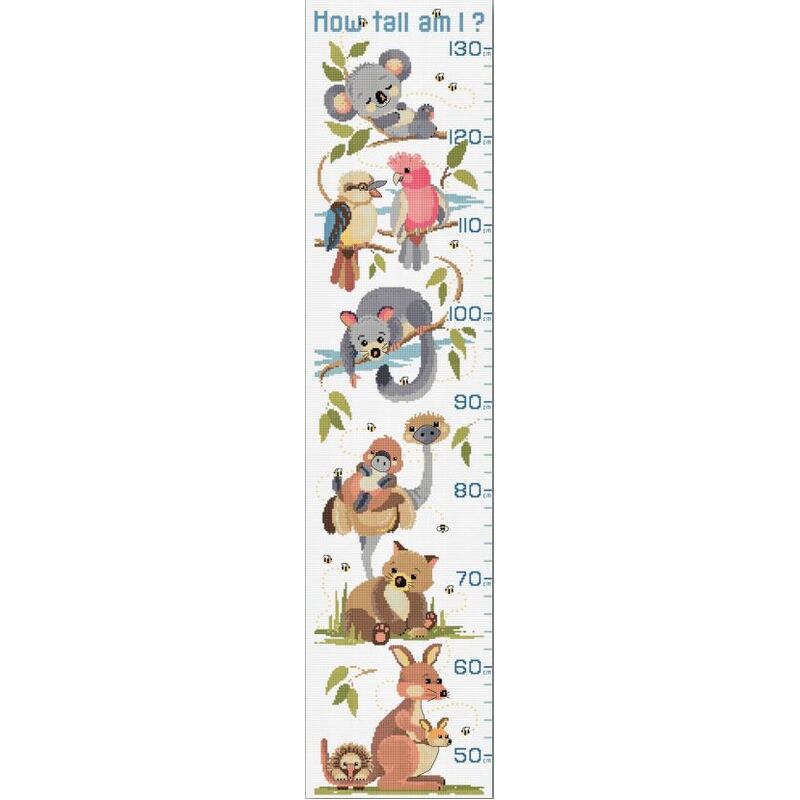 Country Threads LITTLE AUSSIE GROWTH CHART Counted Cross Stitch Kit 21x90cm FJ.1098