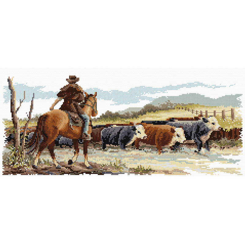 Cattle Crossing Counted Cross Stitch Chart by Country Threads FJP-1014