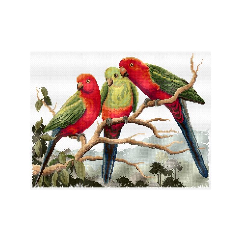 King Parrots Counted Cross Stitch Chart by Country Threads FJP-1065