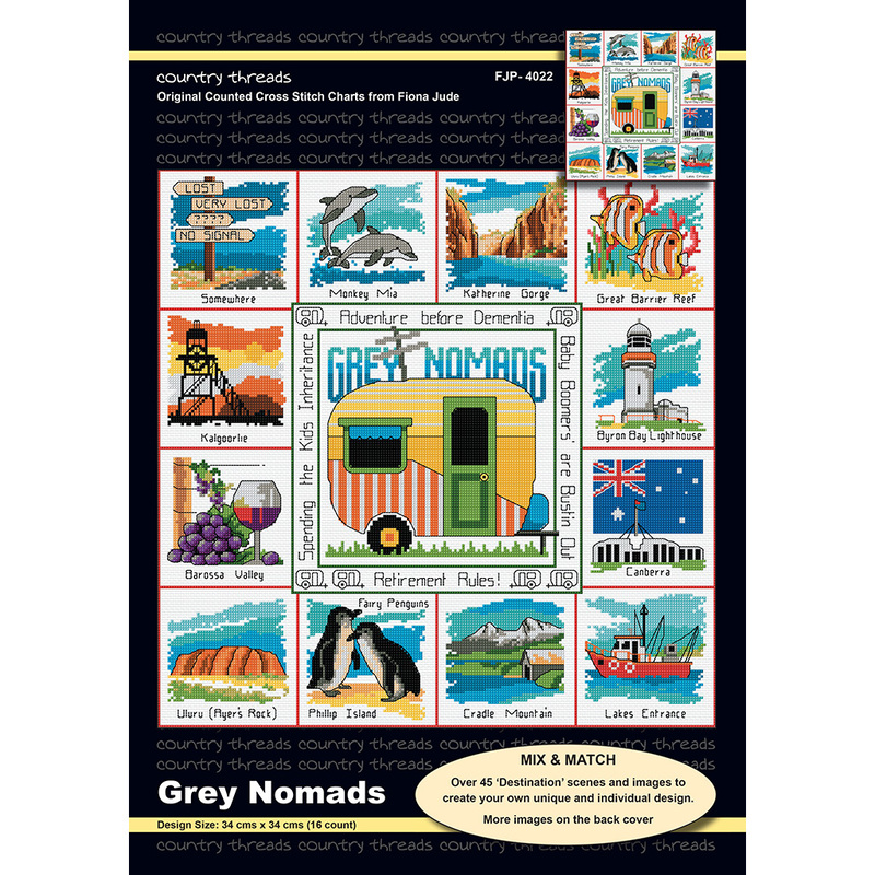 Grey Nomads Counted Cross Stitch Chart by Country Threads FJP-4022