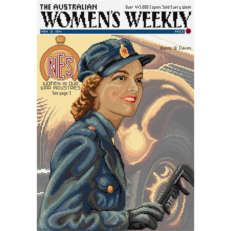 AWW WOMEN IN WAR INDUSTRIES Cross Stitch by Country Threads - Chart, 14ct Aida & Thread