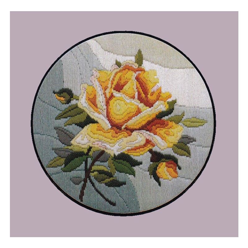Country Threads YELLOW ROSE Longstitch Kit FLS-5001 28cm Round