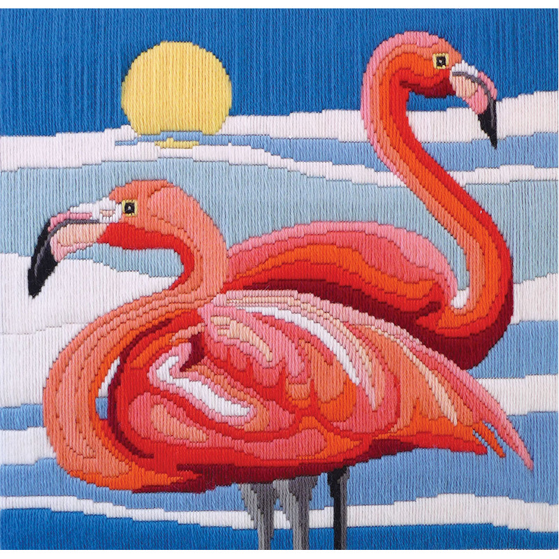 Country Threads FLAMINGOS Longstitch Kit FLS-5014 30cm x 30cm
