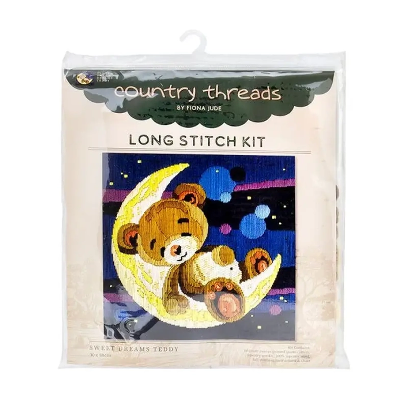 Country Threads SWEETDREAMS TEDDY Long stitch Kit FLS-5035 30cm x 40cm