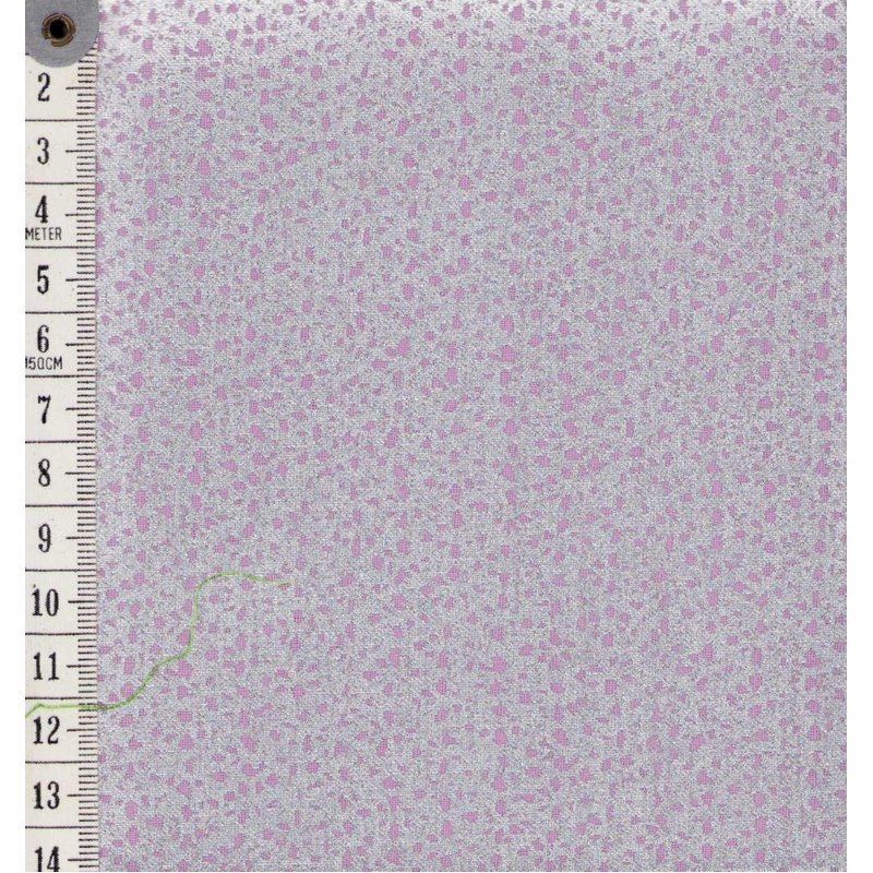 Fat Quarter 0116, Approx 50 x 52cm, 100% Cotton Metallic Print Fabric, Silver/Pink