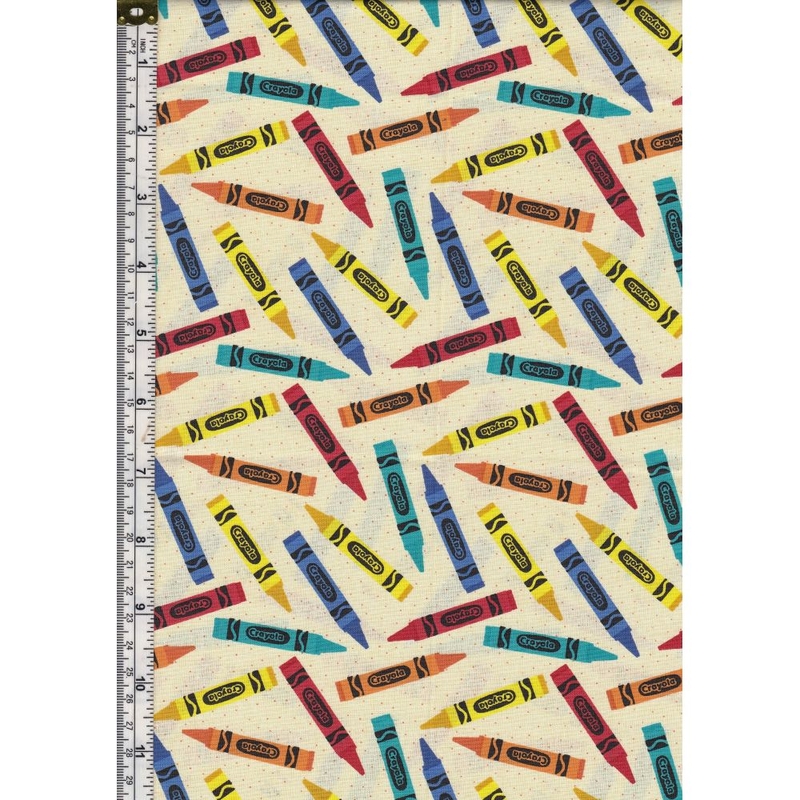 Fat Quarter 0118, Approx 50 x 52cm, Cotton Print Fabric, Carola Crayons Multi Cream