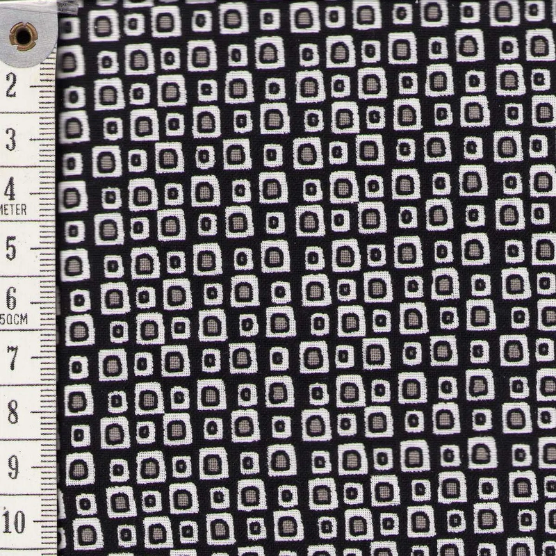Fat Quarter 0120, Approx 50 x 52cm, Cotton Print Fabric, Squares on Black