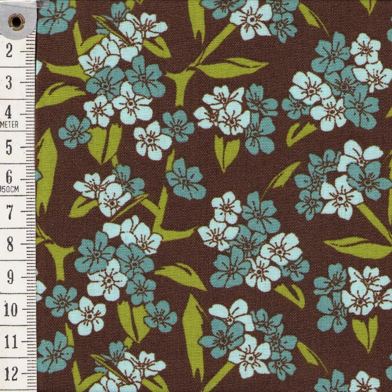 Fat Quarter 0124, Approx 50 x 52cm, Cotton Print Fabric, Khaki Floral