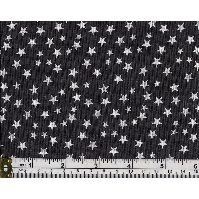 Cotton Fabric, Fat Quarter Approx. 50cm x 54cm (FQ293) Stars On Black