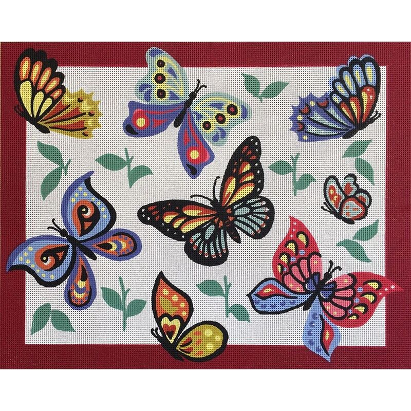 Butterflies Tapestry Design Printed On 10 Count Antique Canvas G14.809