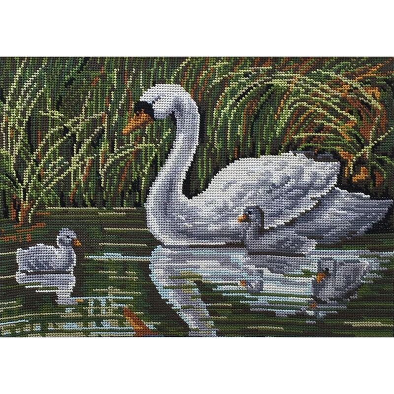 SWAN Tapestry Design Printed On 10 Count Canvas G40.136