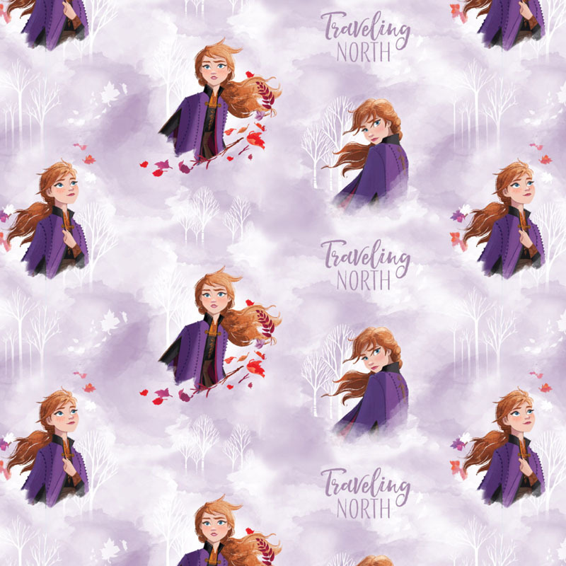 DISNEY FROZEN 2, ANNA Watercolour Purple 110cm Wide Cotton Fabric