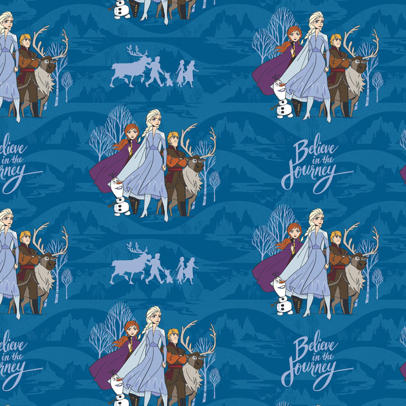 DISNEY FROZEN 2, JOURNEY TOGETHER Blue 110cm Wide Cotton Fabric