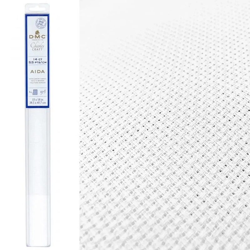 DMC 14 Count (5.5pts/cm) BLANC Aida Cloth 15" x 18" (38.1cm x 45.7cm)