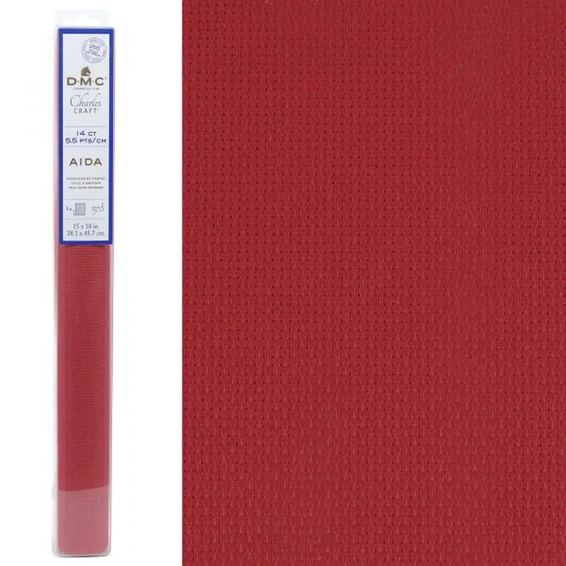 DMC 14 Count (5.5pts/cm) RED Aida Cloth 15" x 18" (38.1cm x 45.7cm)
