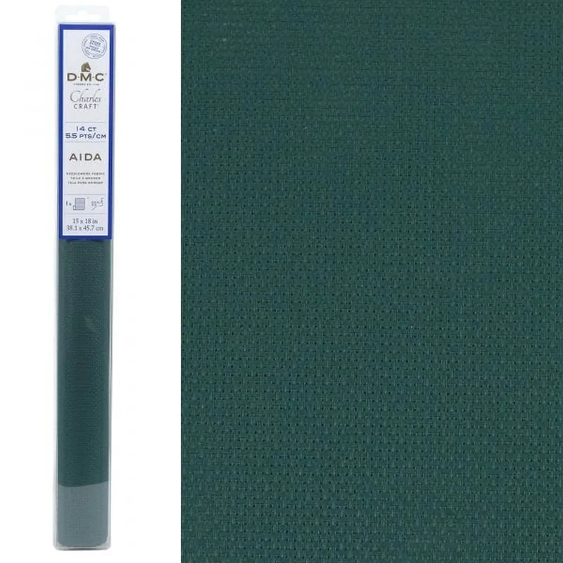 DMC 14 Count (5.5pts/cm) GREEN Aida Cloth 15" x 18" (38.1cm x 45.7cm)